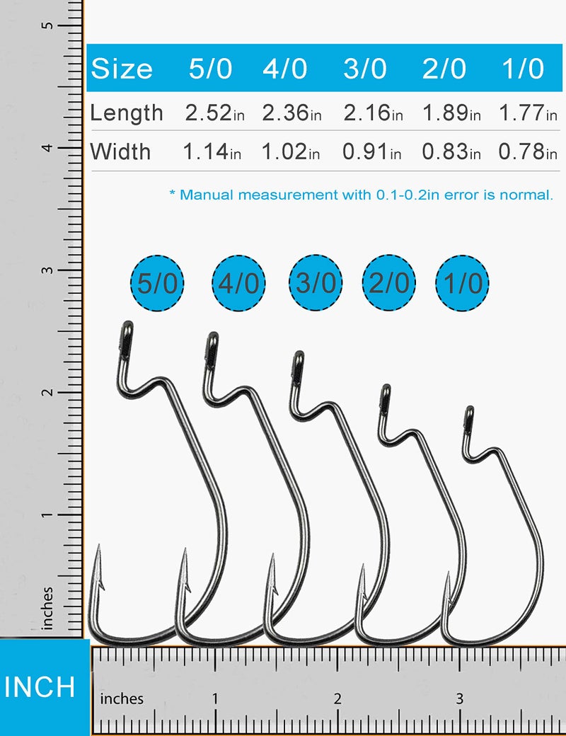 Facikono Bass Worm Hooks Offset Fishing Hooks 125pcs Wide Gap Bass Hook for Plastic Worms Bait Jig Fish Hooks - Image 4